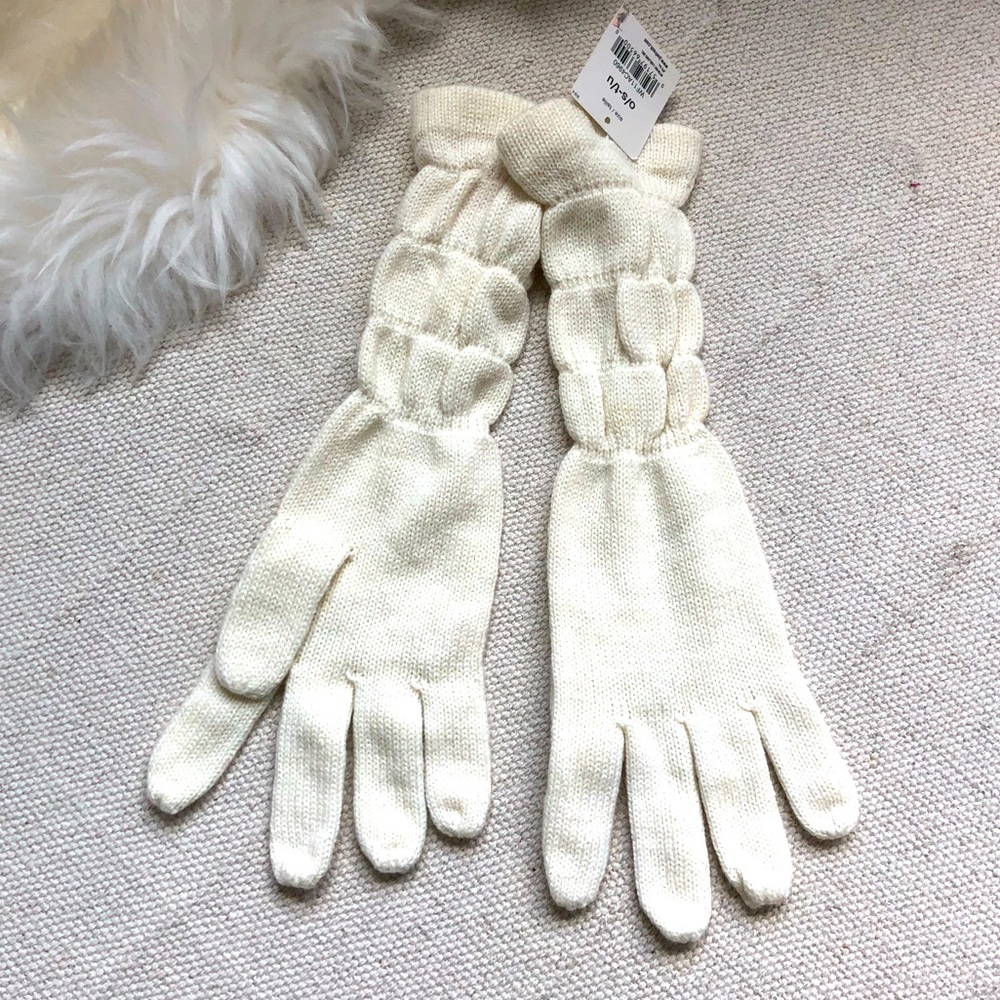 NWT Wrist Warmer Gloves Long Ruched Ivory by Joe Fresh